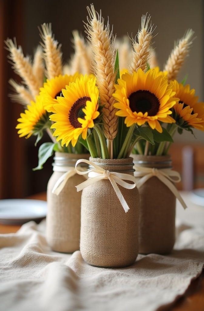 Burlap and Mason Jar Trio