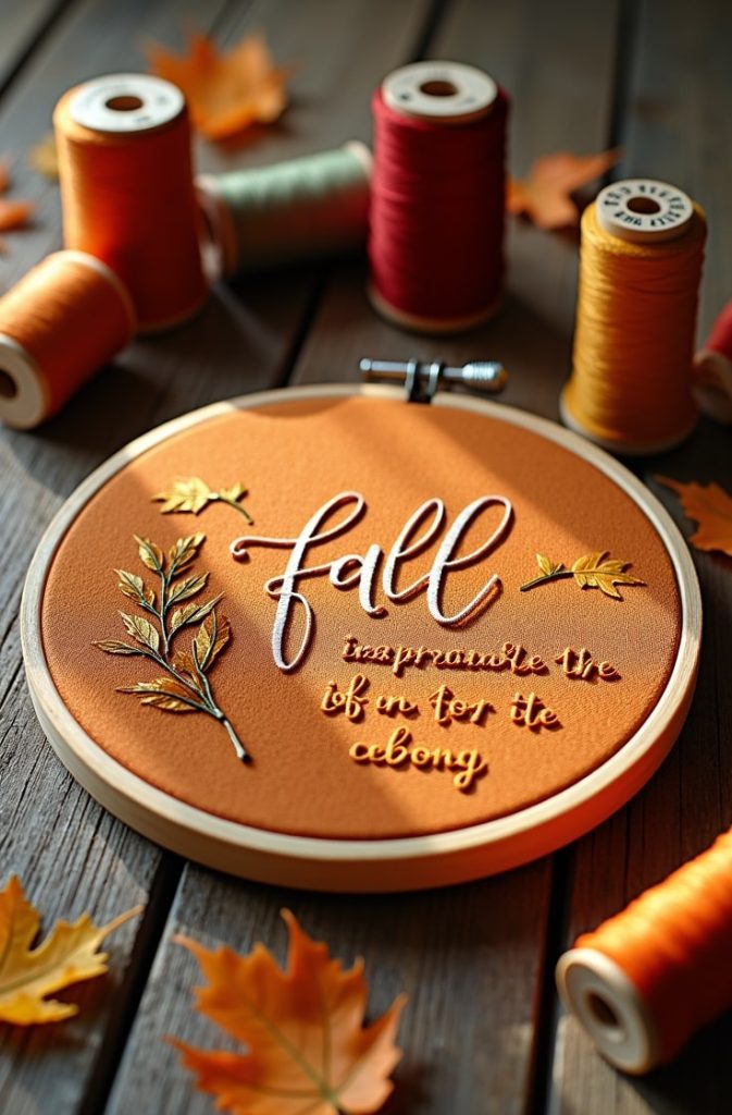 Fall-Themed Embroidery Hoop Art
