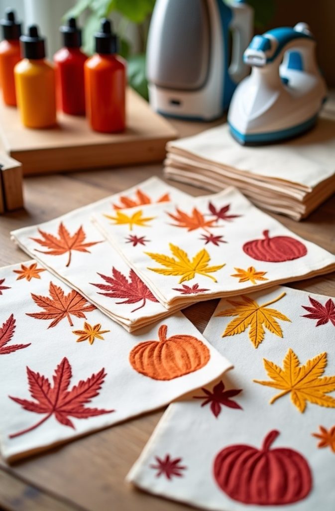  Hand-Stamped Fall Napkins