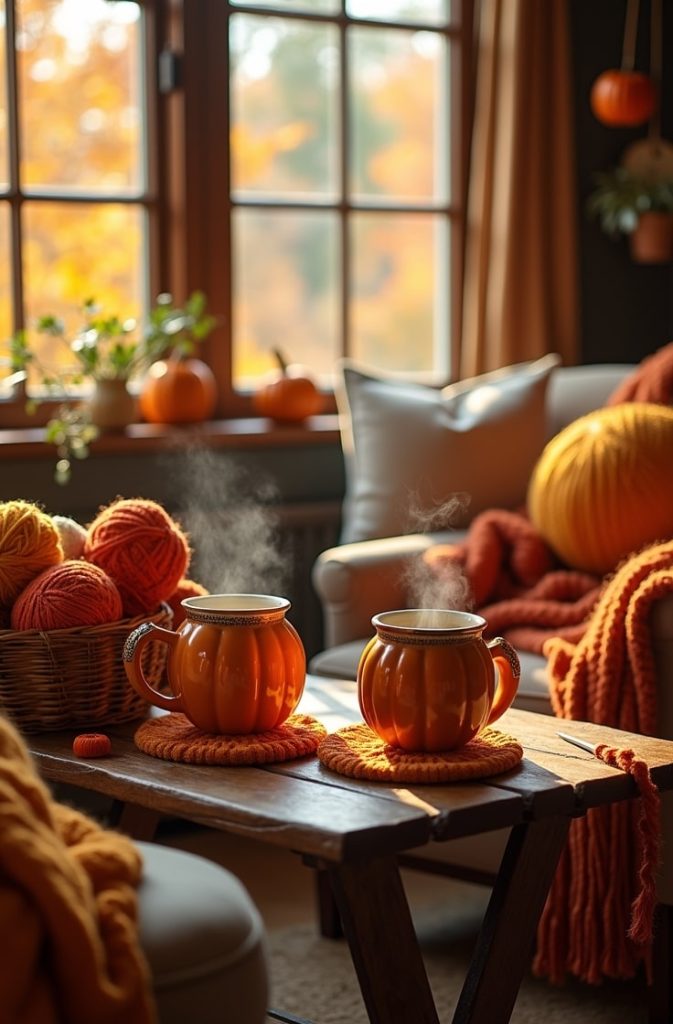 Knitted Pumpkin Coasters