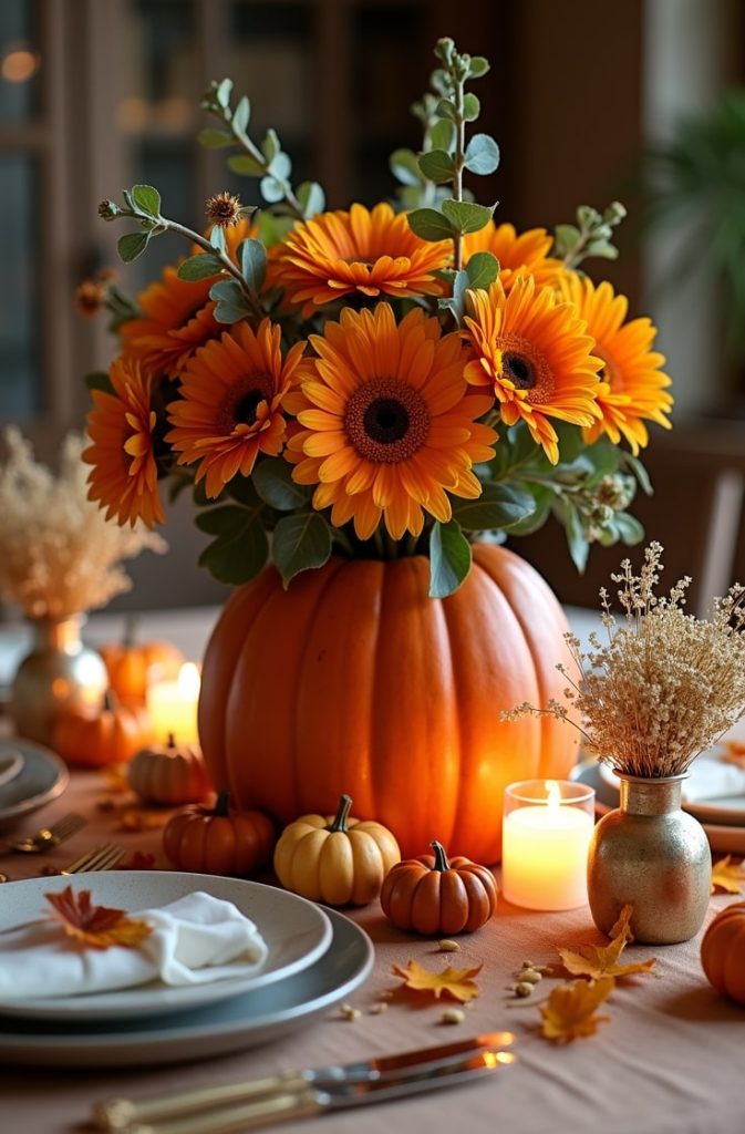 Rustic Pumpkin Vase Centerpiece