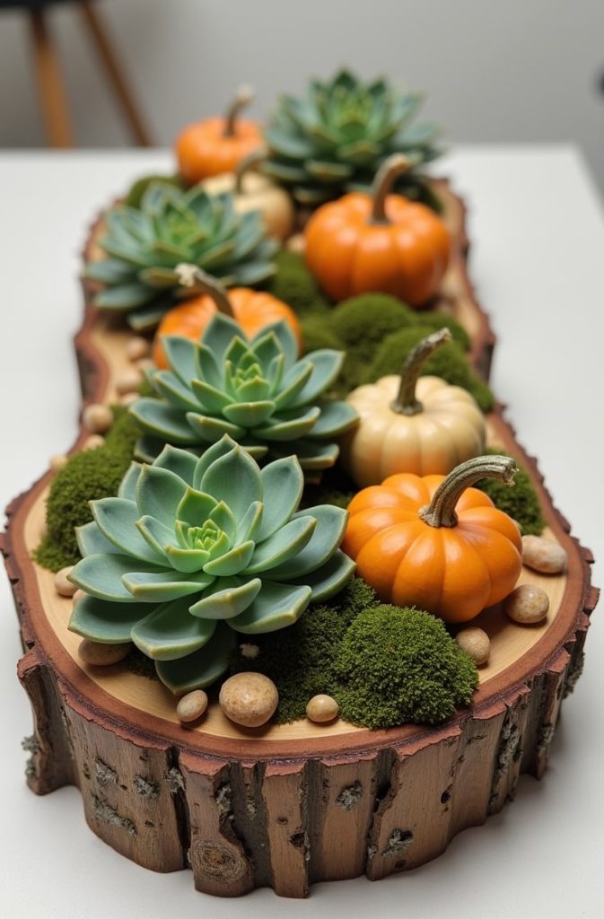 Wood Slice and Succulent Display