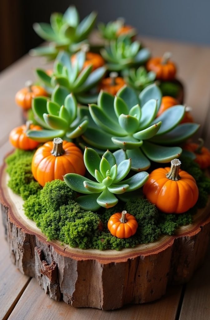 Wood Slice and Succulent Display