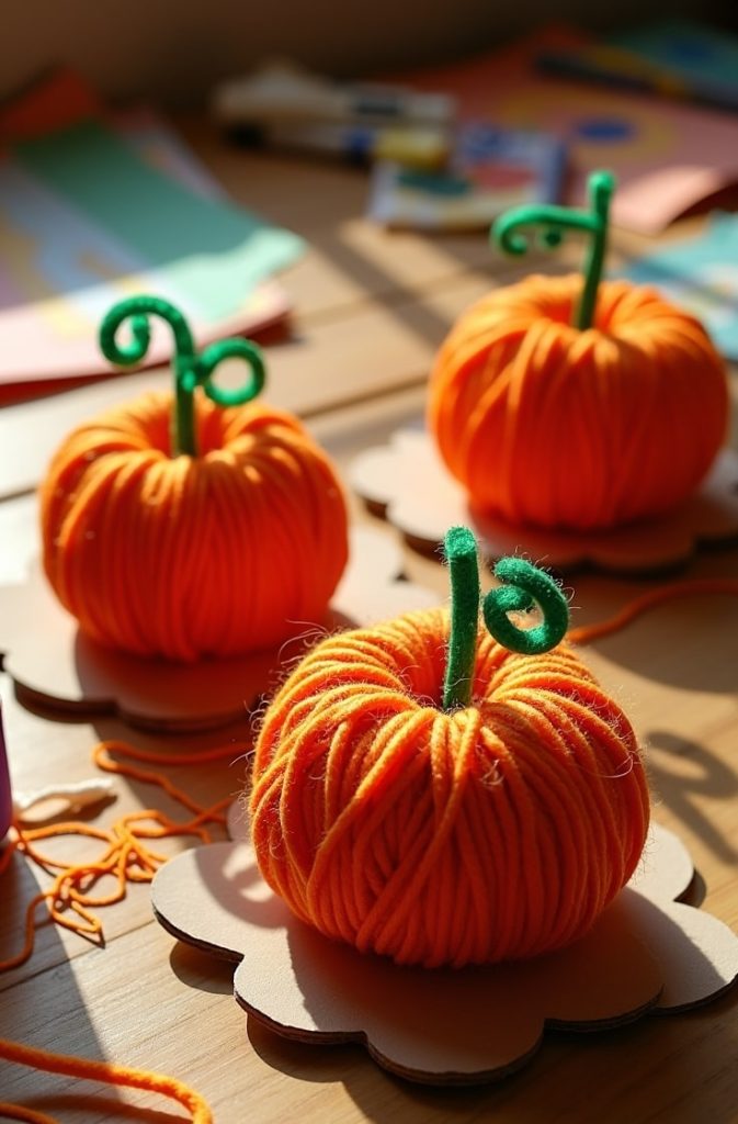 Yarn-Wrapped Pumpkins