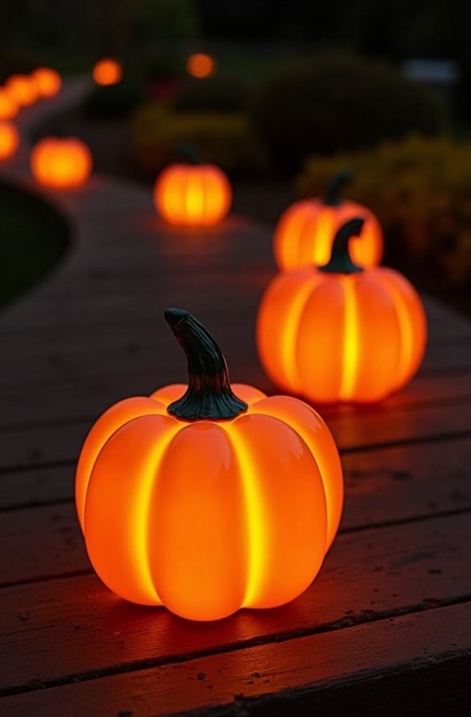 Pre-Lit Faux Pumpkins