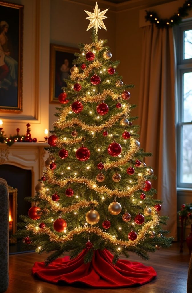 Traditional Christmas Tree with Ornaments