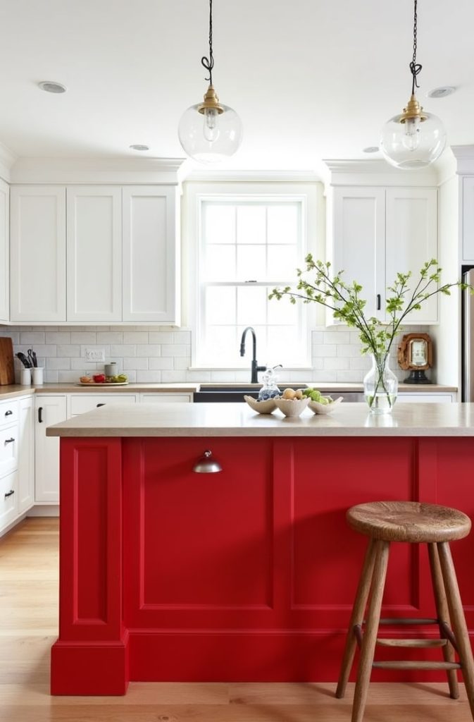 Bold Red Island with White Walls