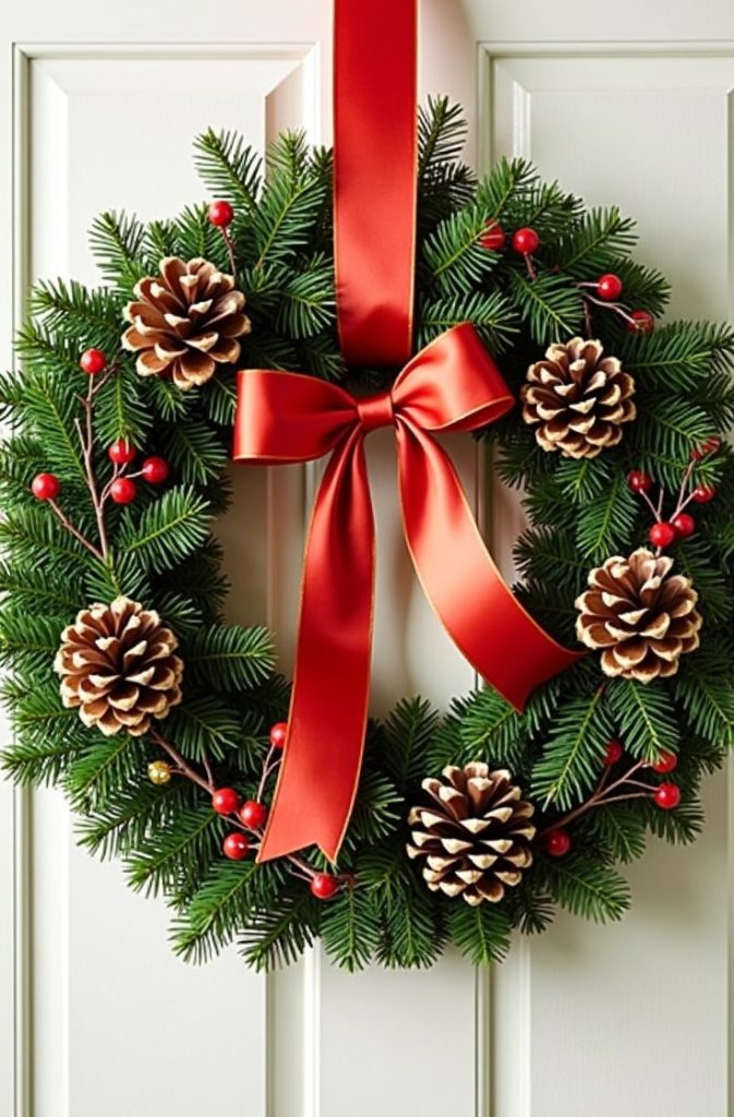 Classic Evergreen Wreath with Pinecones and Berries