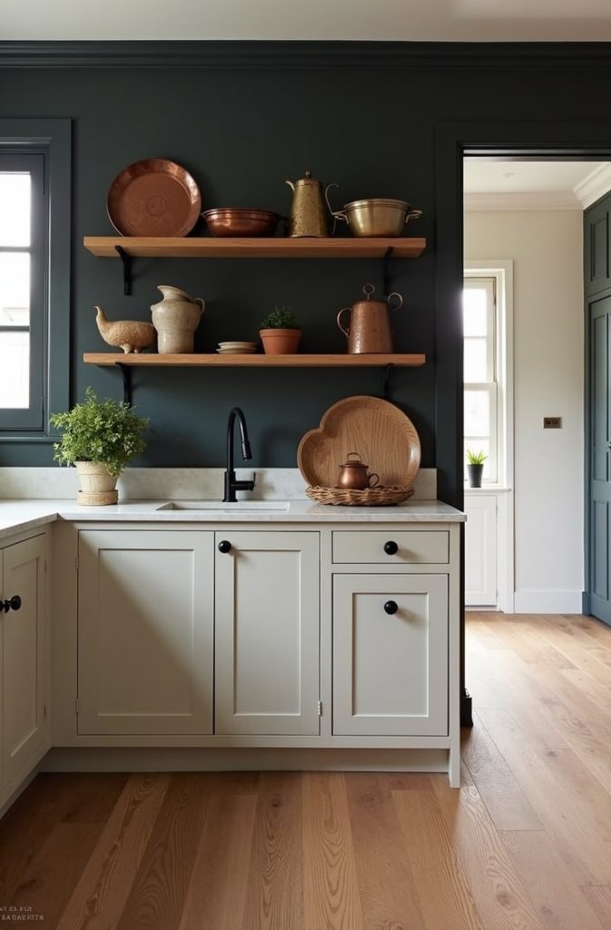Deep Charcoal Walls with Rustic Oak Flooring