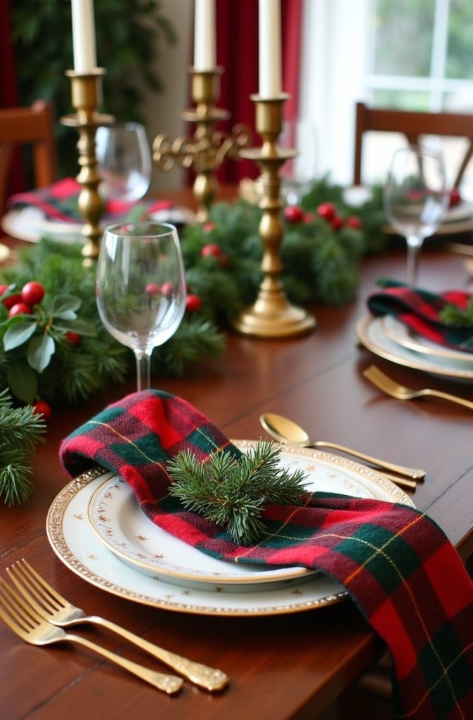 Elegant Christmas Table Setting with Gold Accents