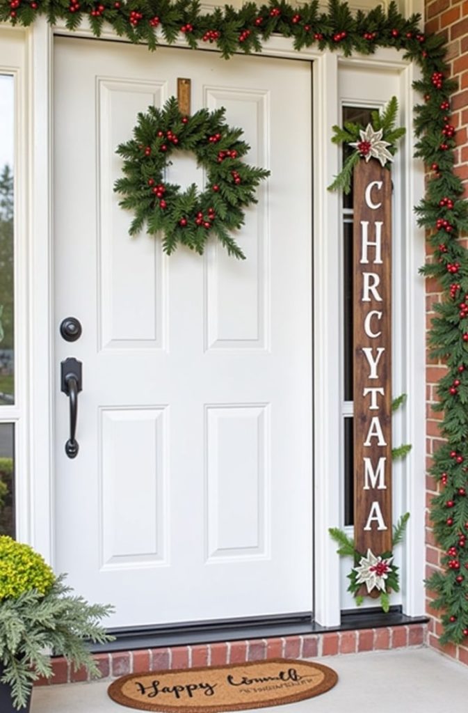 Front Door Welcome Sign with Holiday Cheer