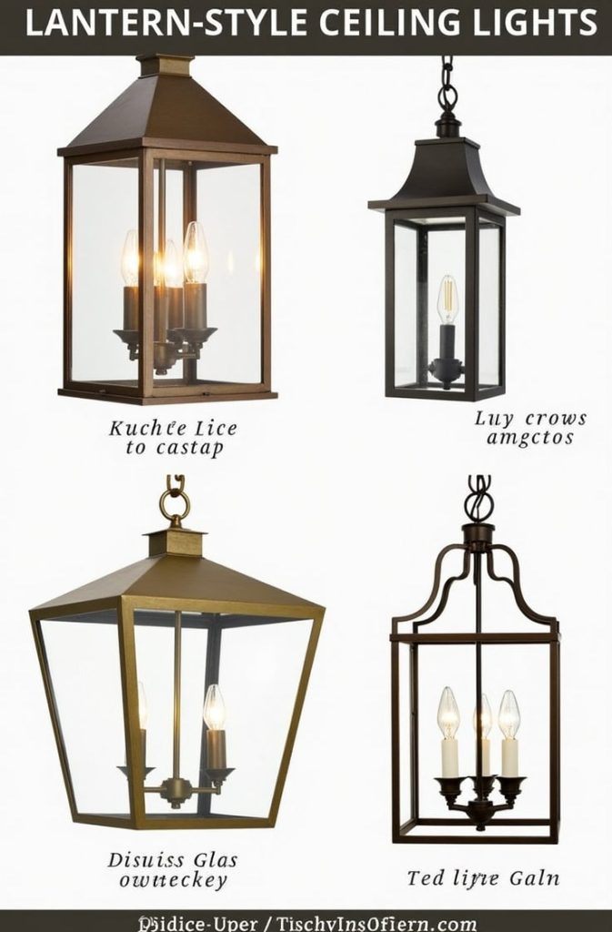 Lantern-Style Ceiling Lights with Farmhouse Character