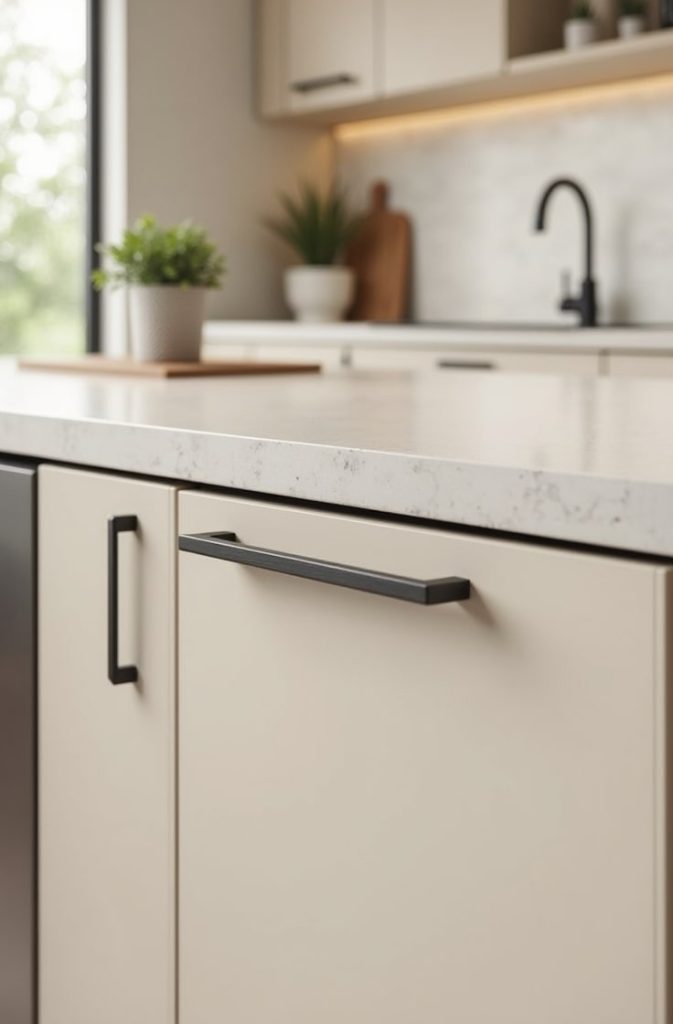 Modern Beige Cabinets with Sleek Hardware