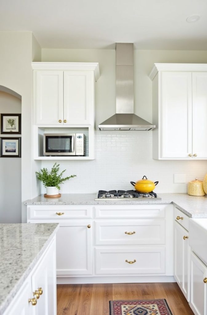 Neutral Grey Walls with White Cabinets