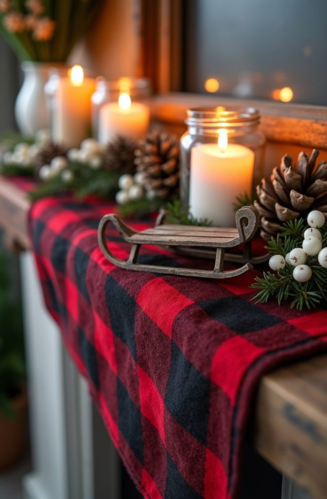 Rustic Farmhouse Flannel & Pinecones