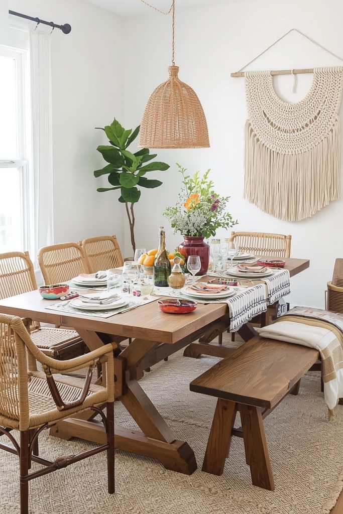 Boho Farmhouse Table With Vintage Flair