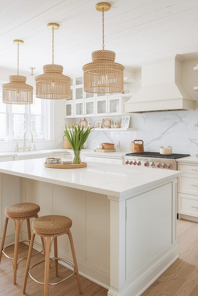 Boho Kitchen Island With Open Shelving for Display-min
