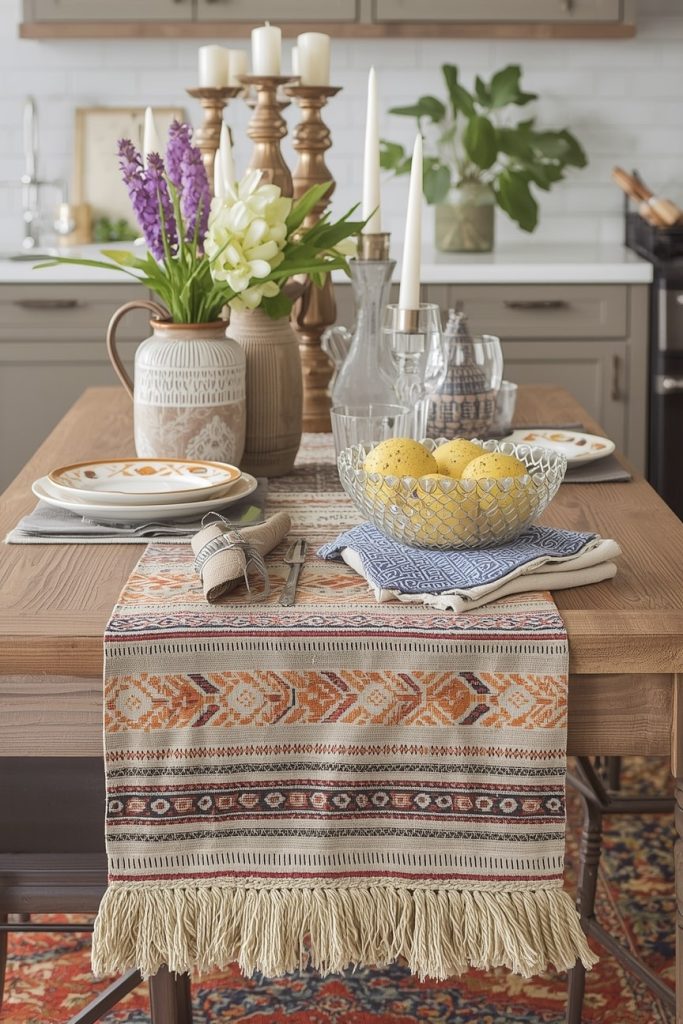 Boho Table Runner With Color and Pattern
