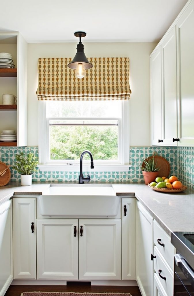 Bold Tile Backsplash and Pattern Play for a Vintage Bohemian Kitchen Style