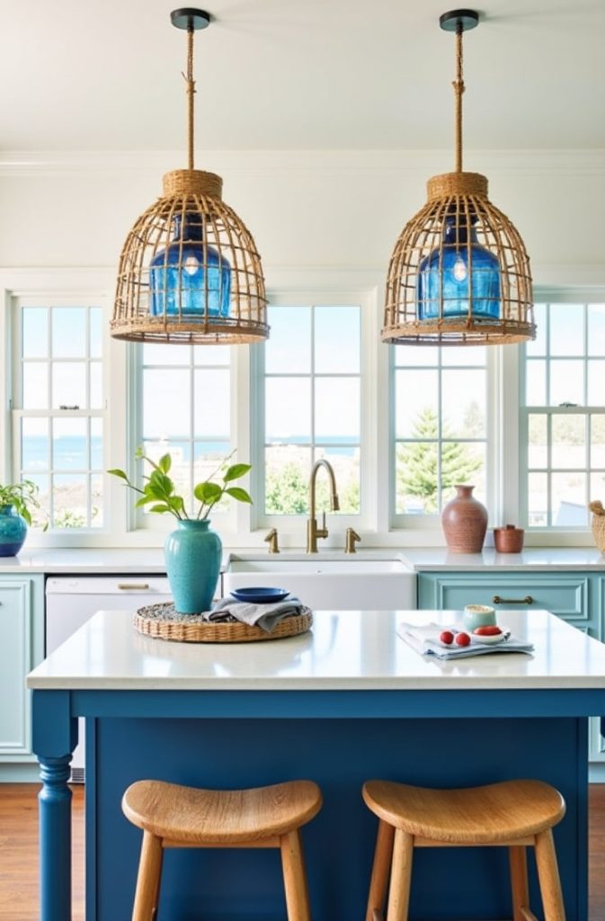 Coastal-Inspired Lighting with Blue Hues