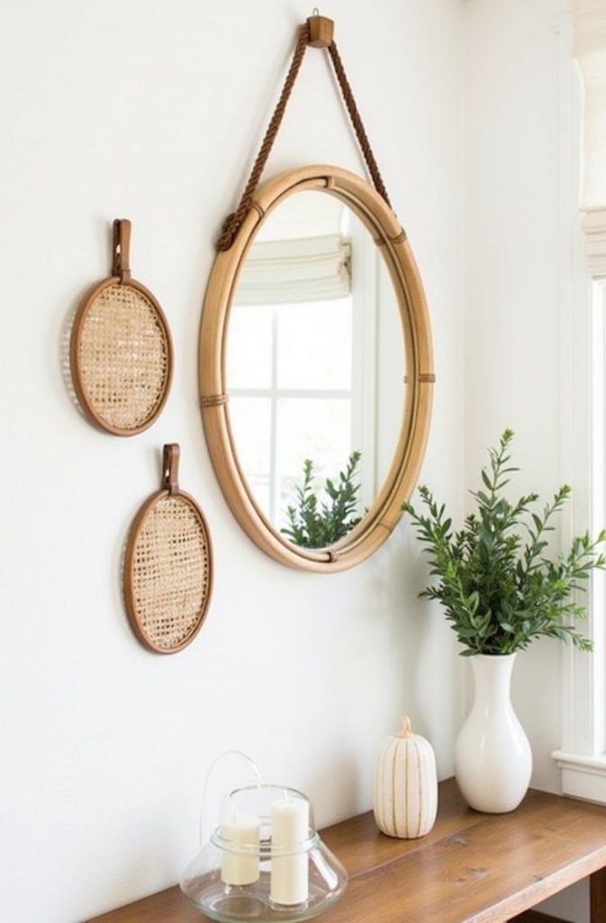 Hang Rattan Mirrors for Natural Warmth
