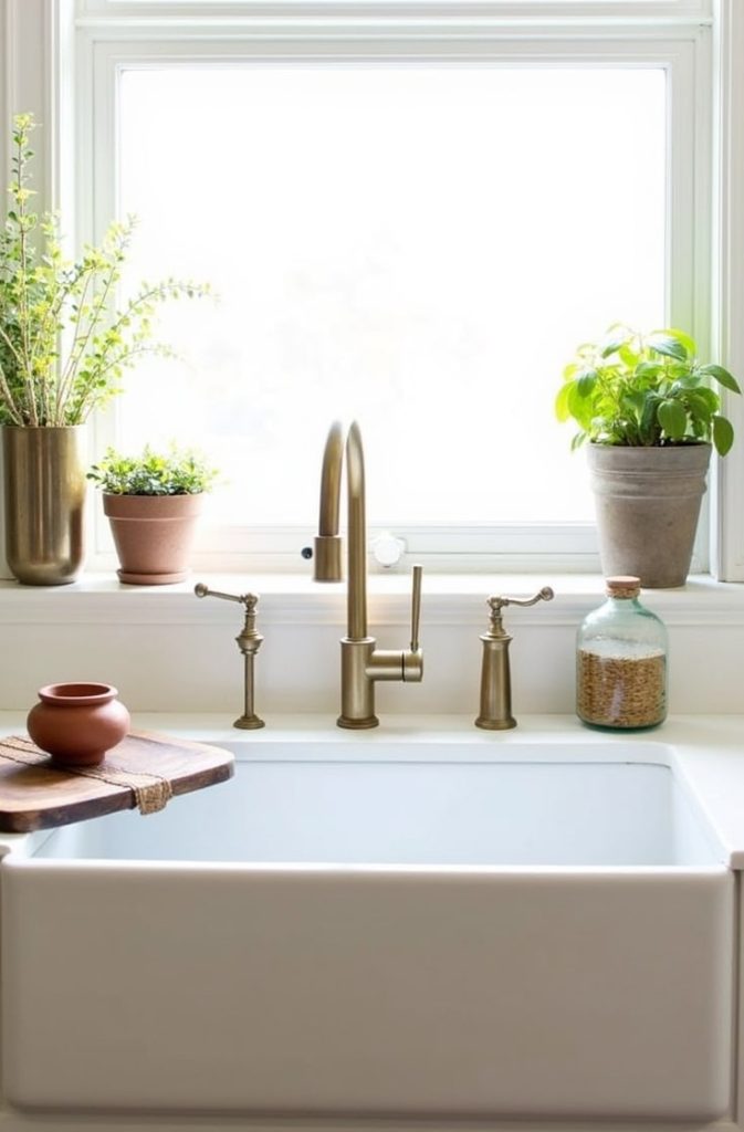 Highlight a Rustic Farmhouse Sink with Boho Touches