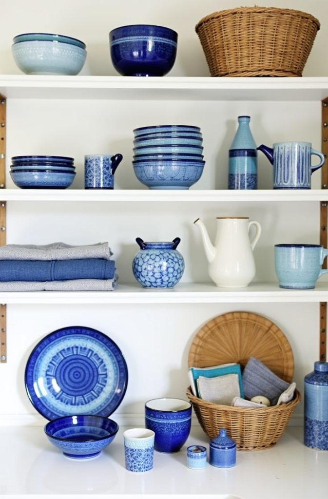 Incorporate Blue Ceramic and Pottery Accents