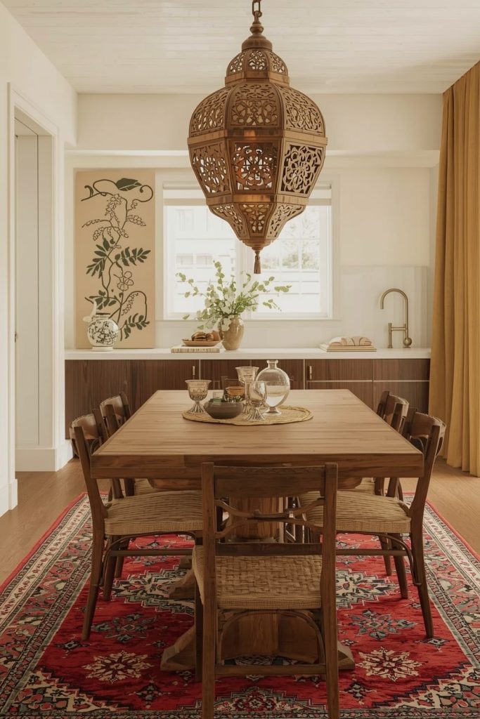 Lantern-Style Lighting for Rustic Boho Kitchen Personality