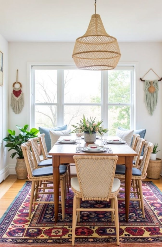 Layered Textures: Rugs, Linens, and Wall Décor in the Dining Area