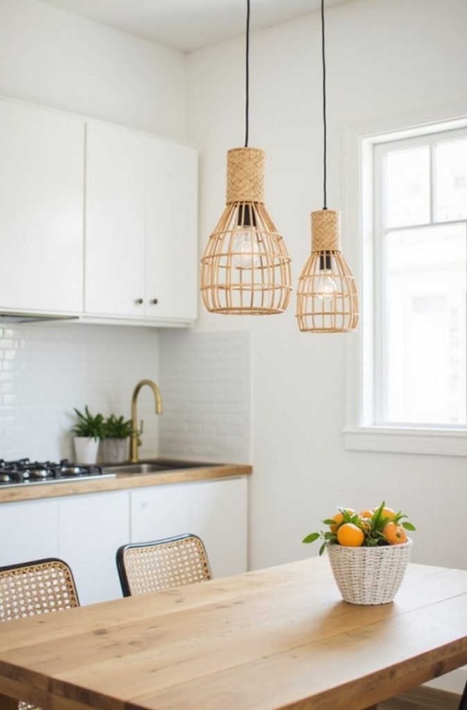 Minimal Pendant Lighting with Boho Materials