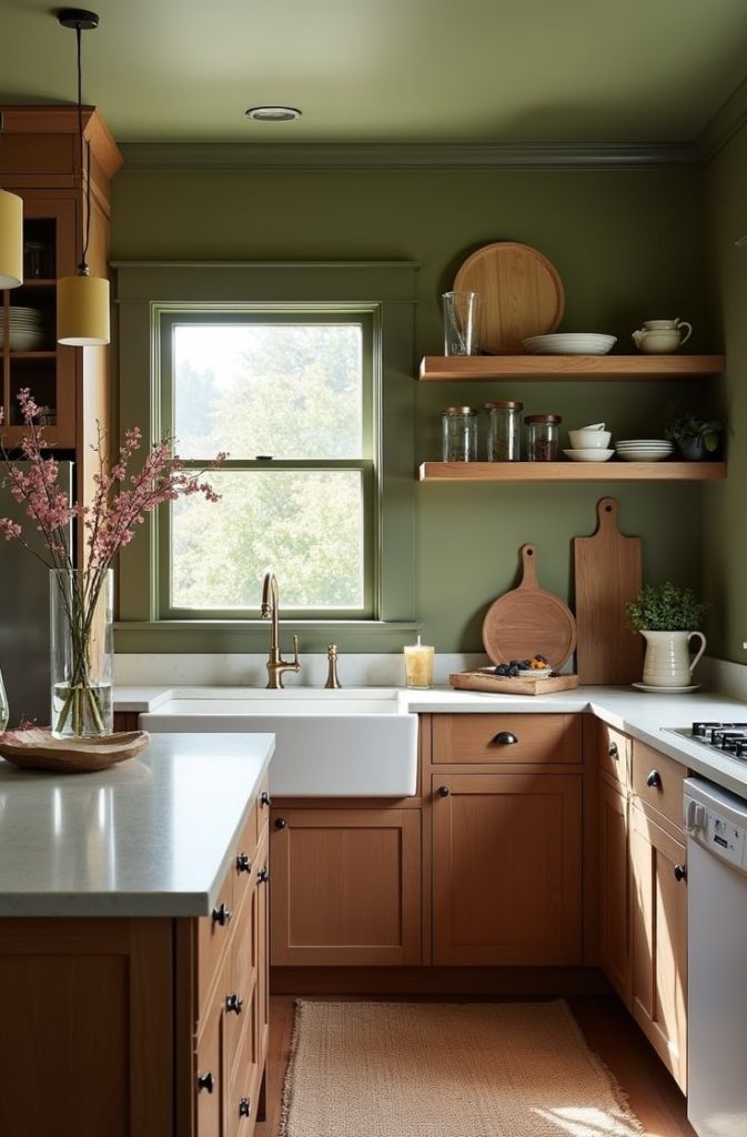 Olive Green Walls for a Refined Natural Look