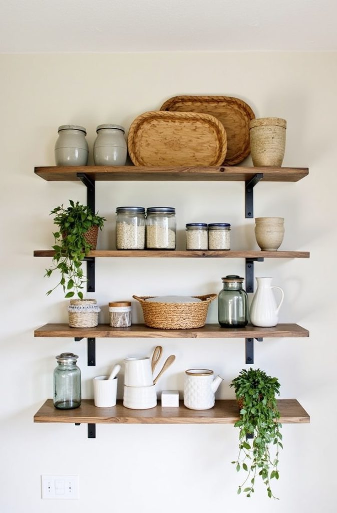  Open Shelving with a Mix of Metal and Wood