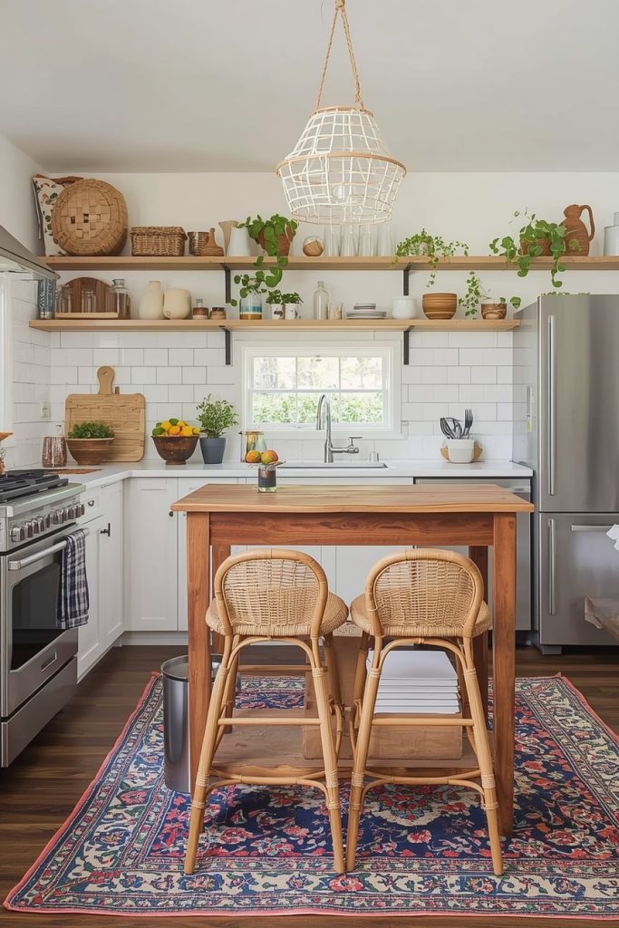 Rustic Boho Kitchen Island With Reclaimed Wood