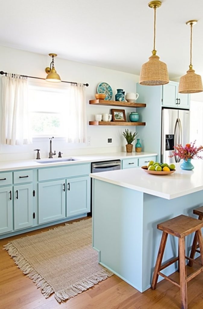 Soft Pastel Blue Cabinets for Subtle Serenity
