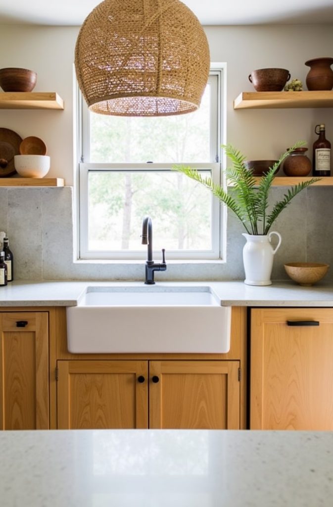 Stone Countertops and Natural Light for a Grounded Feel