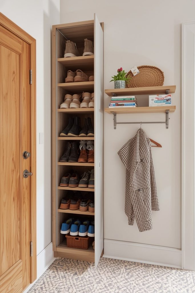 Use Vertical Storage to Maximize a Narrow Entryway
