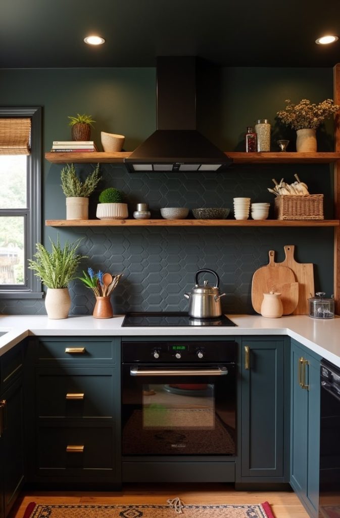 Warm Wood Accents to Balance Darkness