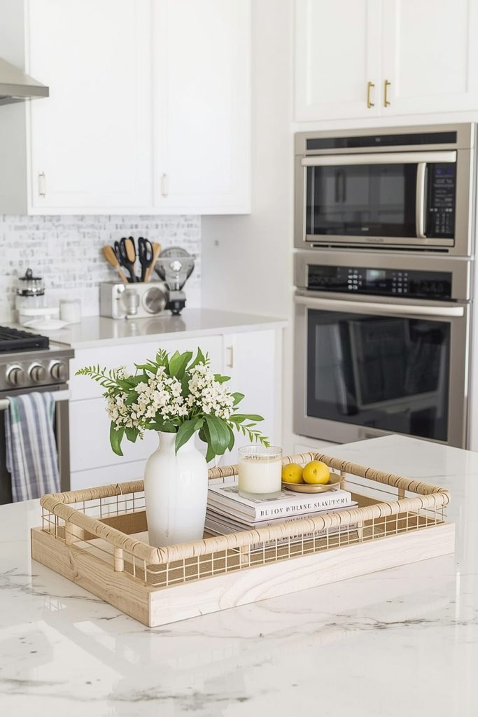 A Curated Kitchen Island Tray Décor Arrangement