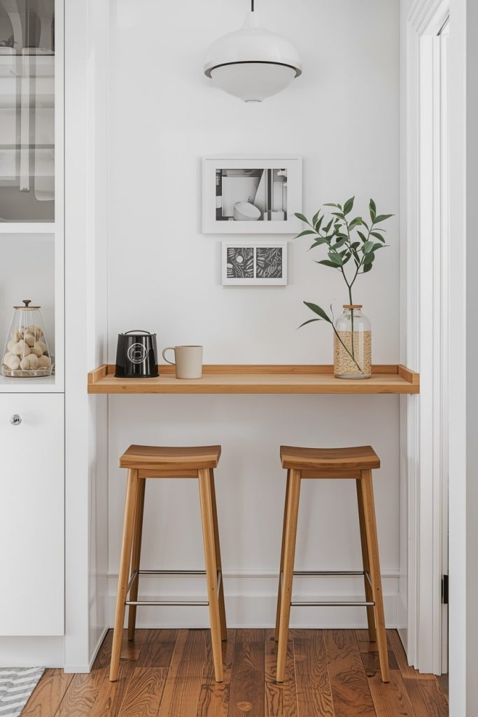 Add a Fold-Down Breakfast Bar for the Tiniest Kitchens