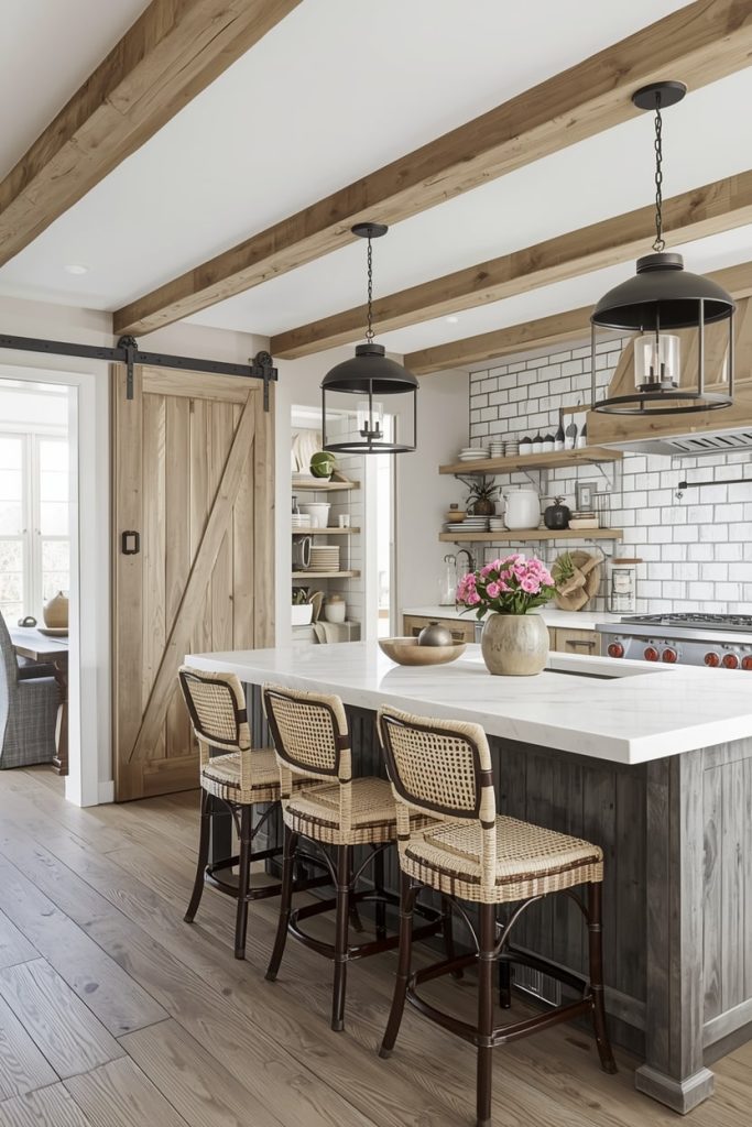 Barn Kitchen with Sliding Doors