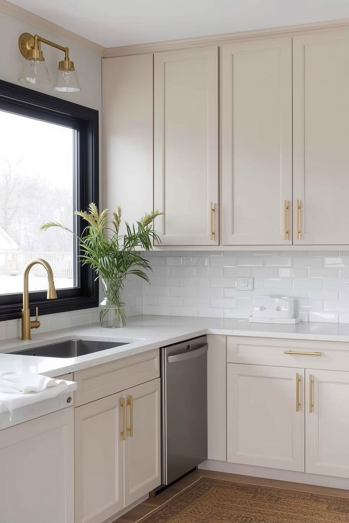 Beige Kitchen Flooring and Countertop Combinations