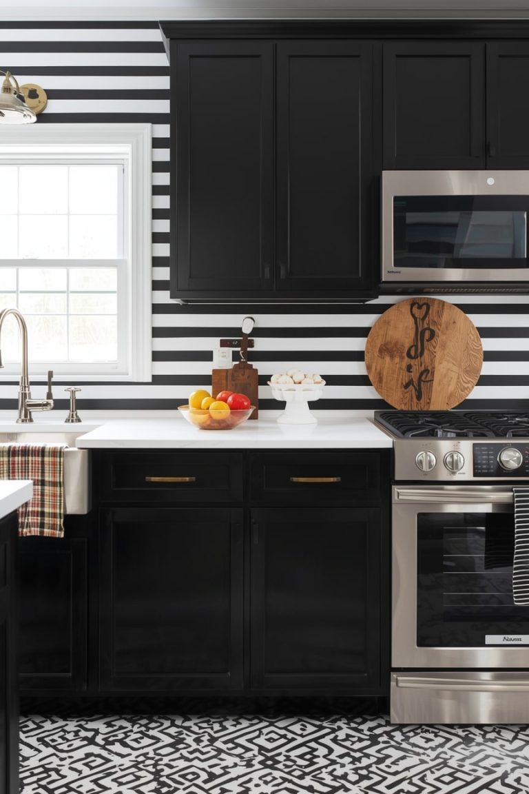 Black and White Kitchen Wallpaper for Classic Contrast-min
