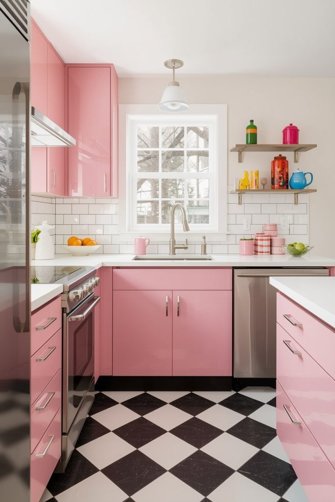 Blush Pink Cabinets for a Subtle Retro Touch