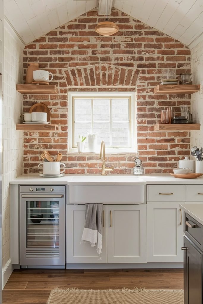 Brick Wall Kitchen Design for Rustic Charm