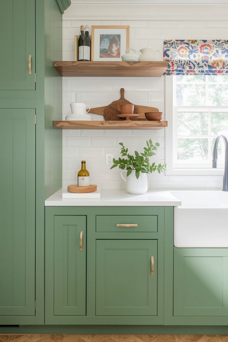 Budget-Friendly Green Country Kitchen Makeover-min
