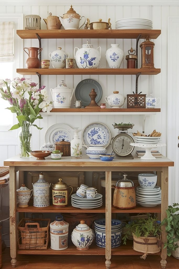 Classic French Country Kitchen with Distressed Cabinets