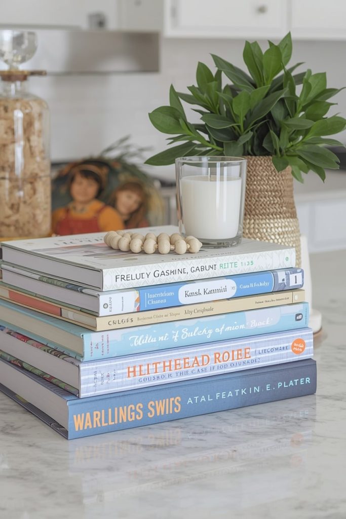 Cookbooks Stacked With a Decorative Object