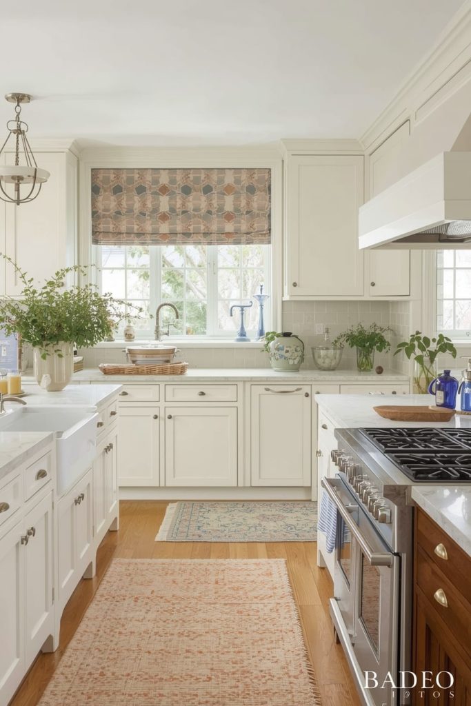 Cottage-Style Kitchen with White Cabinets