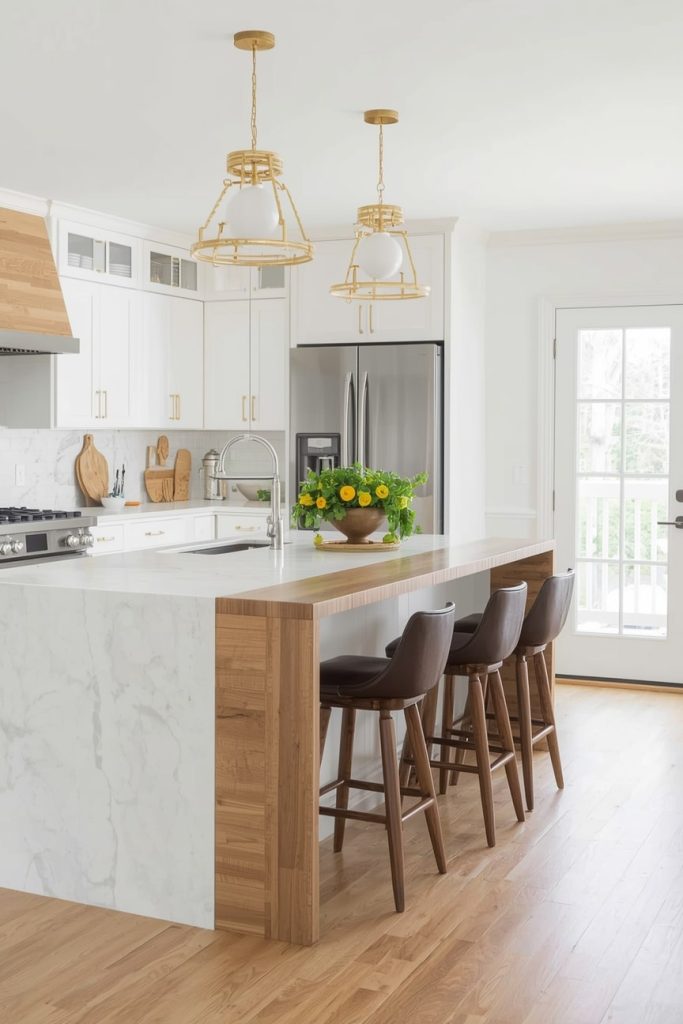 Countertop-Level Seating Extension for a Social Kitchen