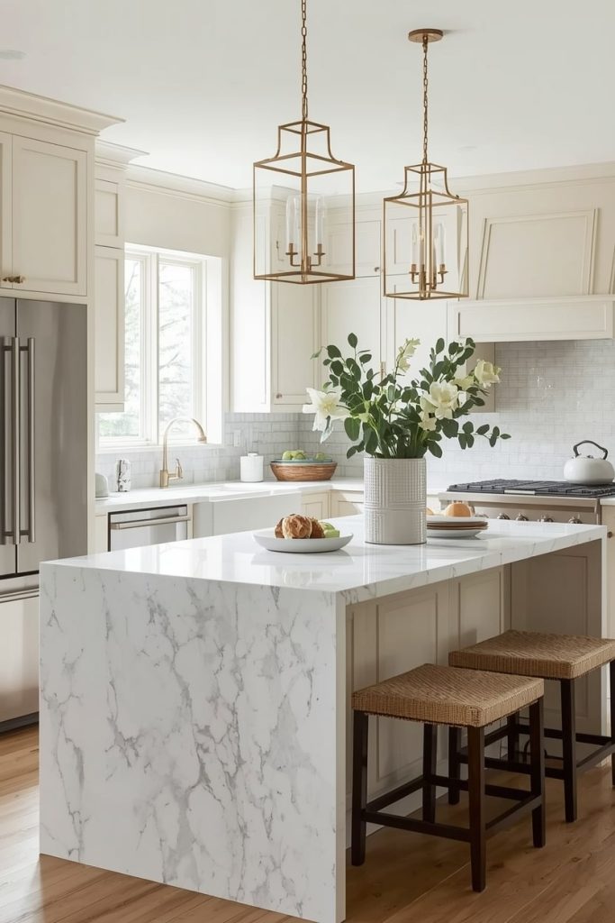  Cream Island with Marble Countertops